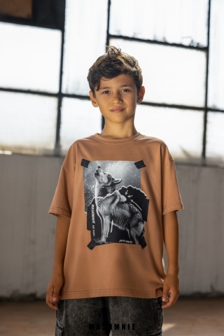T-shirt Bawełniany mokka AW25 MashMnie