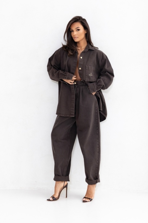 KOSZULA JEANS CZEKOLADOWA SEMPRE