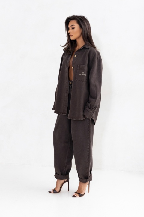 KOSZULA JEANS CZEKOLADOWA SEMPRE