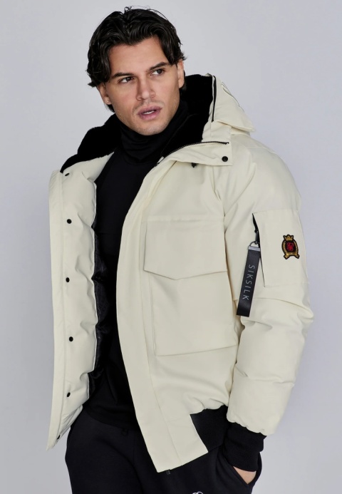 Kurtka Bomber z Kapturem SIK SILK kremowa