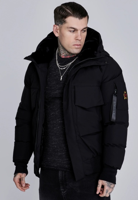 Kurtka Bomber z Kapturem SIK SILK czarny