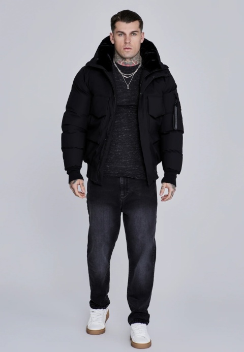 Kurtka Bomber z Kapturem SIK SILK czarny