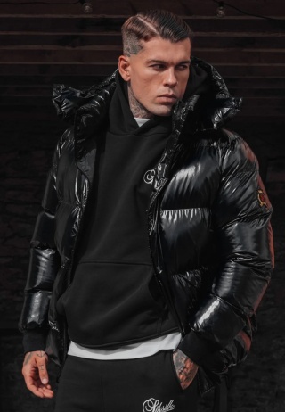 Kurtka Puchowa o Wysokim Połysku SikSilk czarna