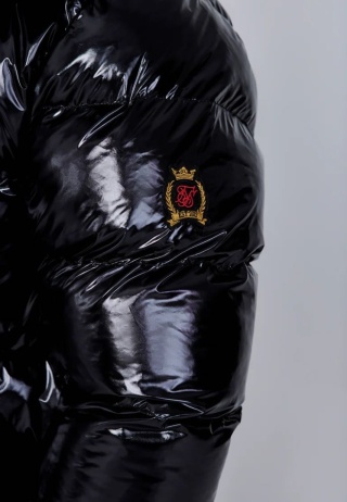 Kurtka Puchowa o Wysokim Połysku SikSilk czarna