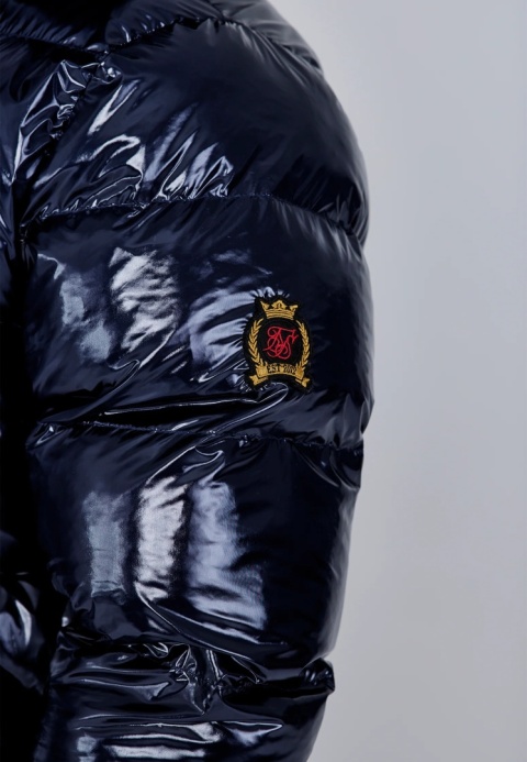 Kurtka Puchowa o Wysokim Połysku SikSilk granatowa