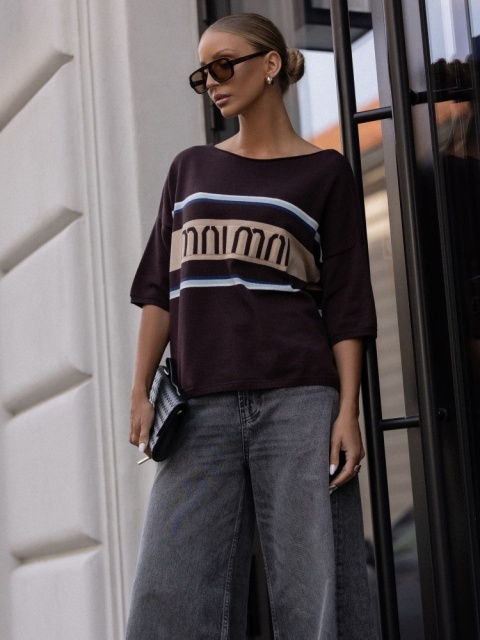 Sweter COCOMORE Milano Mood– bordowy z napisem